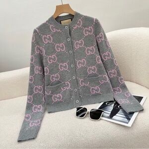 Gucci Gray and Pink Women's Cardigan